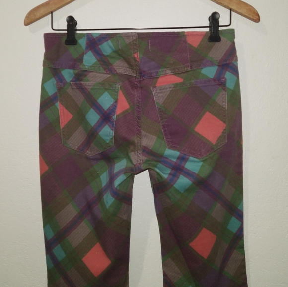 NWOT FREE PEOPLE Penny Plaid Pull On Flare Jeans - Picture 9 of 12